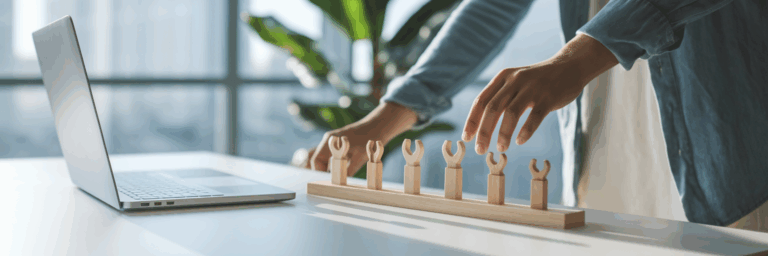 Person selecting tool from toolkit on desk