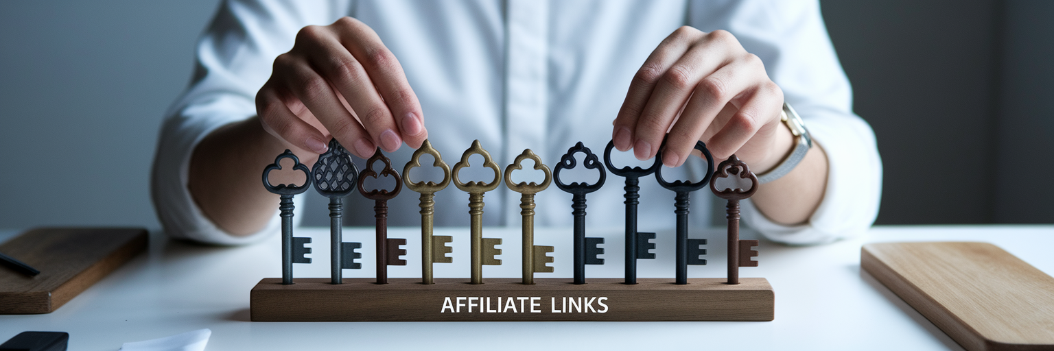 Organizing keys representing affiliate link management.
