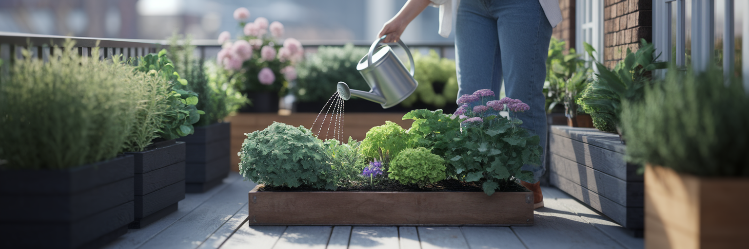 Person nurturing diverse plants in a garden.