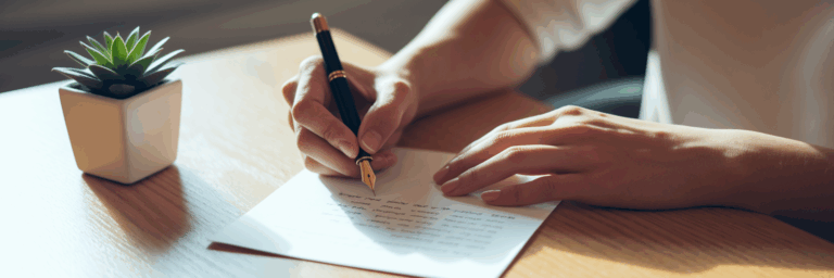 Person writing an email marketing letter for affiliate marketing