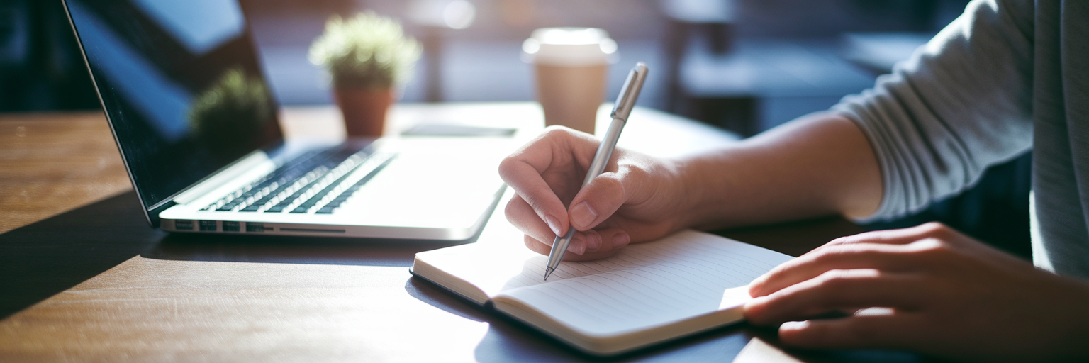 Person writing engaging affiliate content.