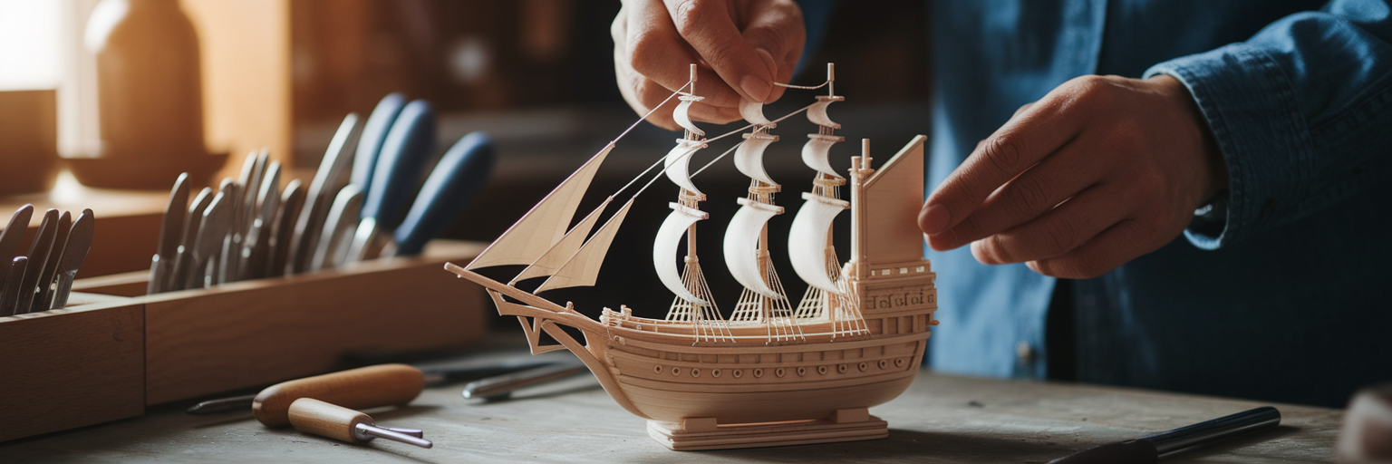 Hands carefully crafting a detailed model.